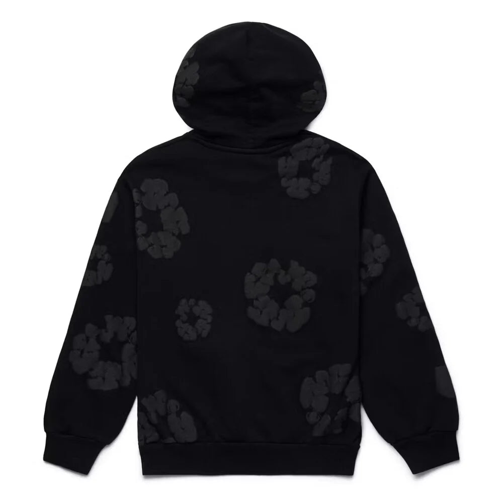 Denim Tears Black Monochrome Cotton Wreath Hoodie