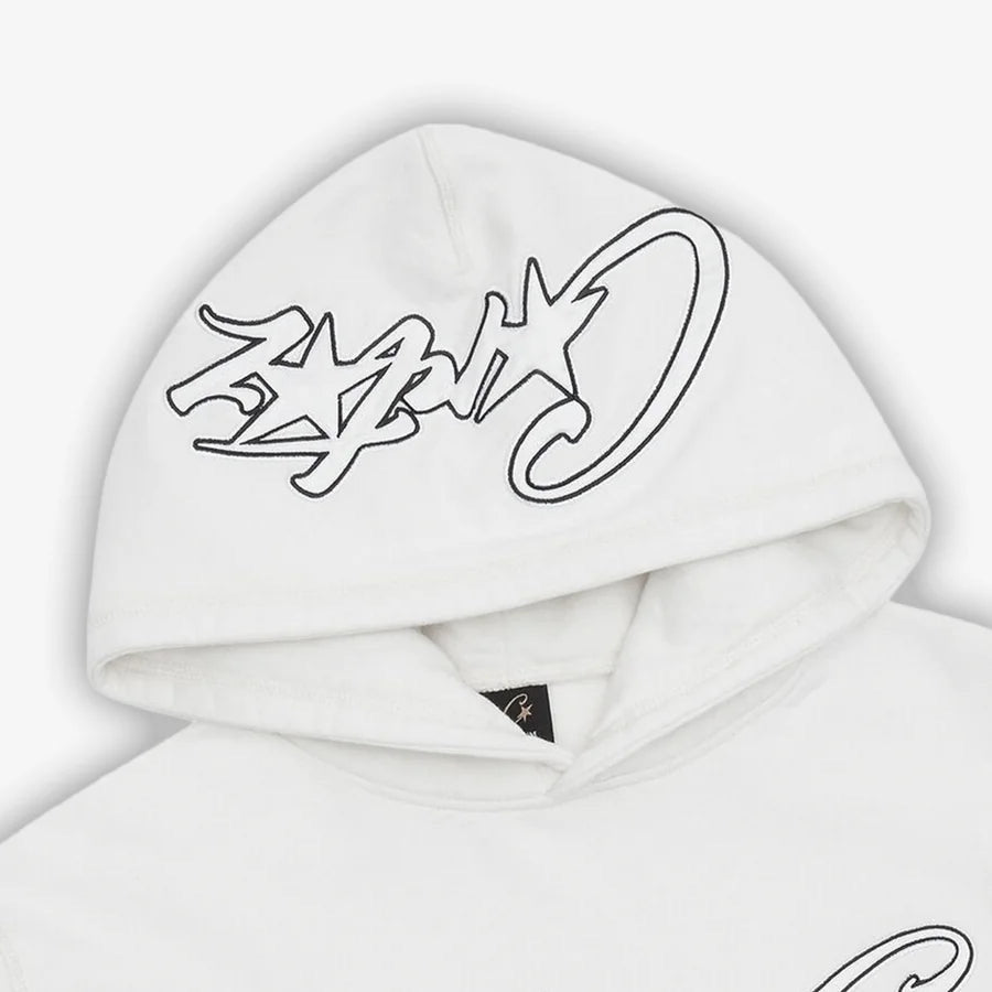 Corteiz C-Star Appliqué Hoodie-White