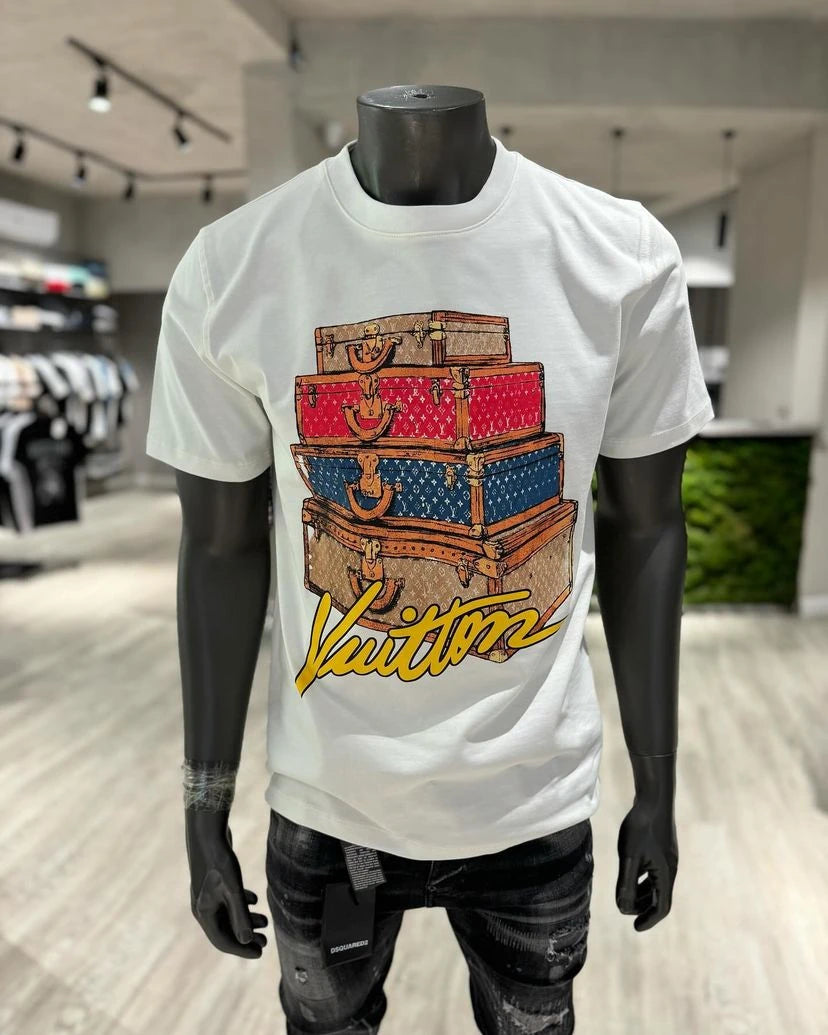 Lou*s Vutton 4 Suitcase Logo T shirt