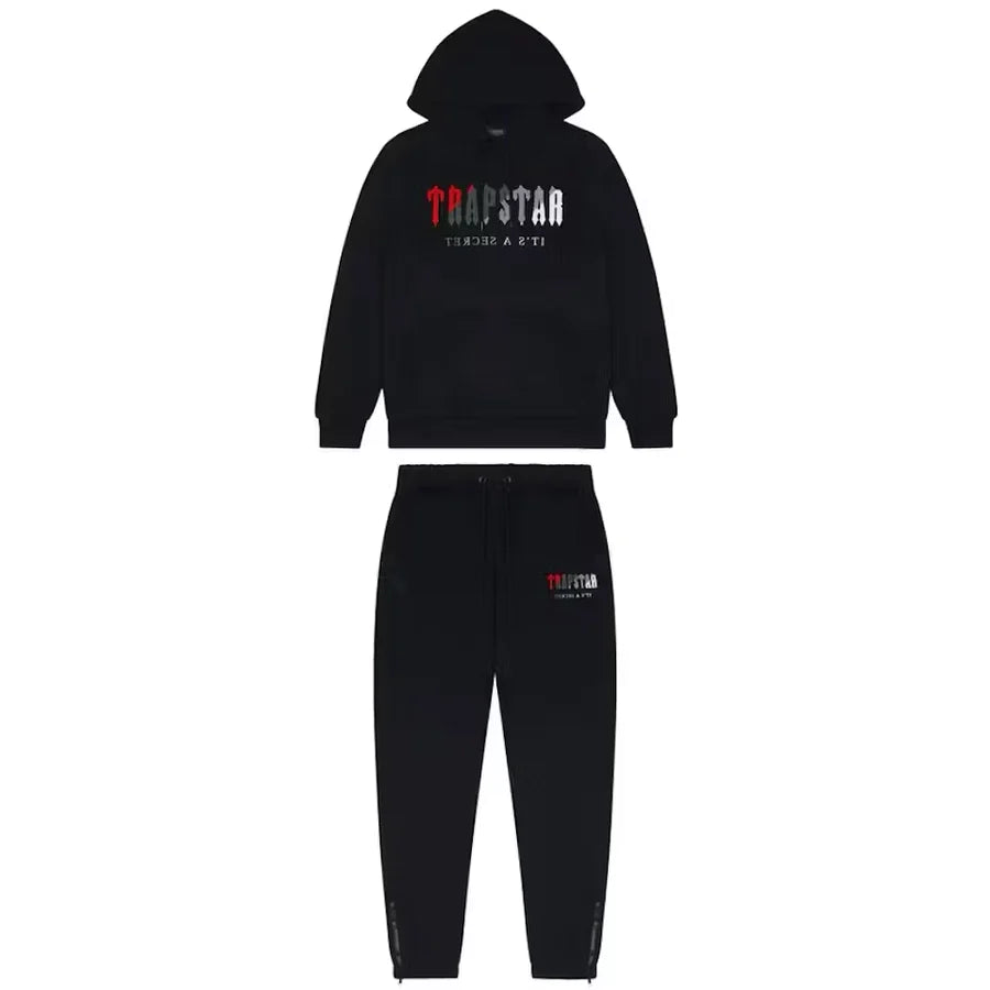 Trapstar Chenille Decoded Hoodie Tracksuit (Black/Red)