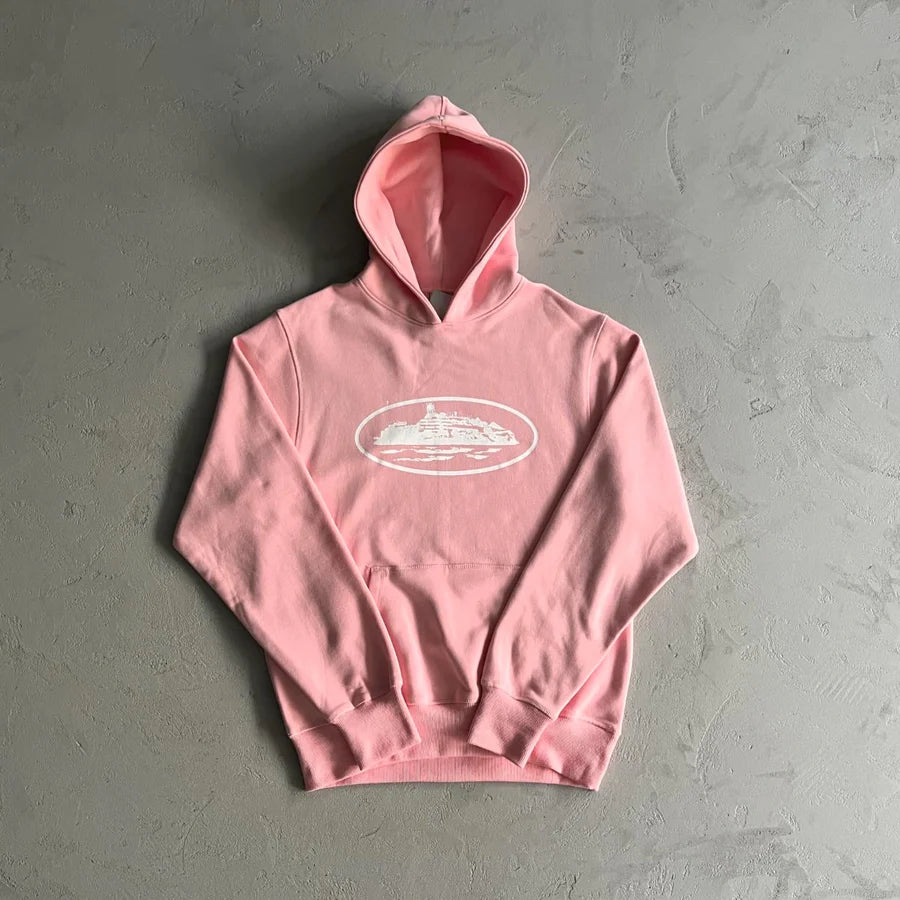 Corteiz Alcatraz RTW Pink Hoodie