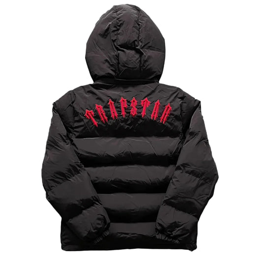 Trapstar Detachable Hooded Puffer Jacket-Black/Red