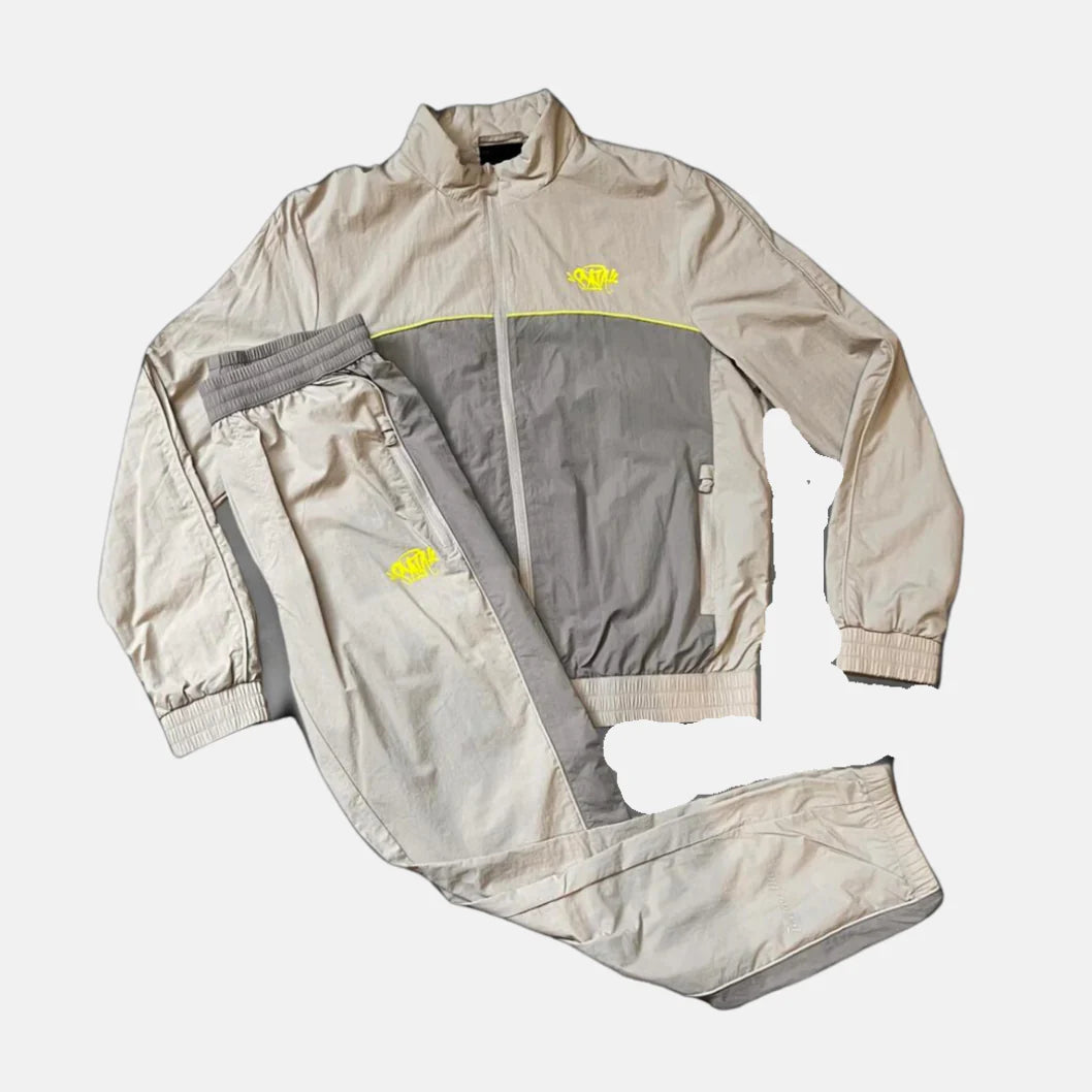 SynaWorld logo shell tracksuit - Light grey-Volt