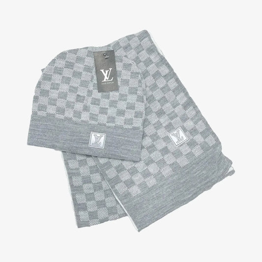 Louis Vuitton Néo Petit Damier Grey Beanie & Scarf