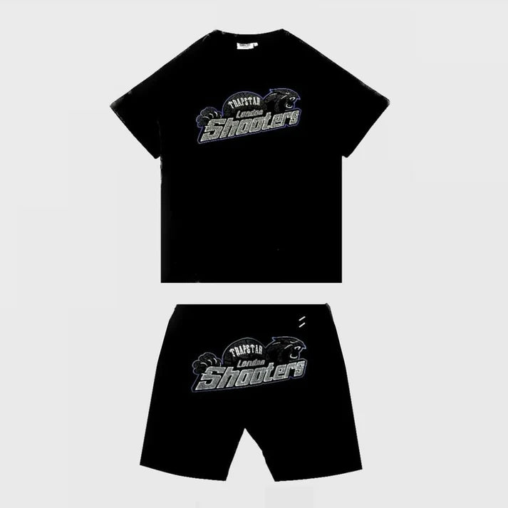 Trapstar Shooters Short Set Black/Blue